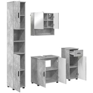 Bathroom Furniture Set 4 pcs Concrete grey Engineered wood vidaXL Bathroom Furniture Set 4 pcs Concrete grey Engineered wood vidaXL