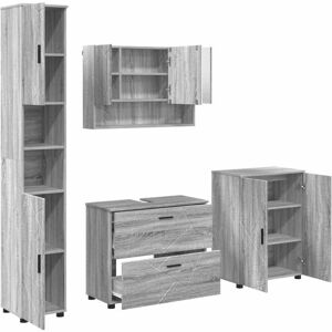 Bathroom Furniture Set 4 pcs Grey sonoma Engineered wood vidaXL Bathroom Furniture Set 4 pcs Grey sonoma Engineered wood vidaXL
