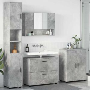 Bathroom Furniture Set 4 pcs Concrete grey Engineered wood vidaXL Bathroom Furniture Set 4 pcs Concrete grey Engineered wood vidaXL