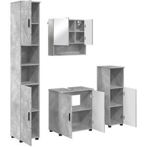 Bathroom Furniture Set 4 pcs Concrete grey Engineered wood vidaXL Bathroom Furniture Set 4 pcs Concrete grey Engineered wood vidaXL