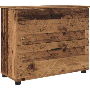 Bathroom Furniture Set with Door 5 pcs Old wood Engineered wood vidaXL Bathroom Furniture Set with Door 5 pcs Old wood Engineered wood vidaXL