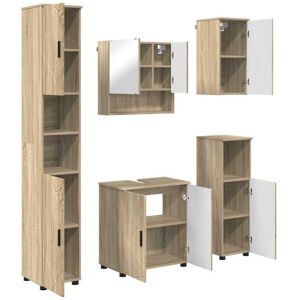 Bathroom Furniture Set 5 pcs Sonoma oak 61 x 35 x 64 cm vidaXL Bathroom Furniture Set 5 pcs Sonoma oak 61 x 35 x 64 cm vidaXL