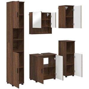 Bathroom Furniture Set 5 pcs Brown Oak Engineered wood & Metal vidaXL Bathroom Furniture Set 5 pcs Brown Oak Engineered wood & Metal vidaXL