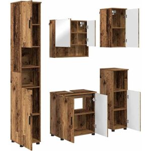 Bathroom Furniture Set with Door 5 pcs Old wood Engineered wood vidaXL Bathroom Furniture Set with Door 5 pcs Old wood Engineered wood vidaXL