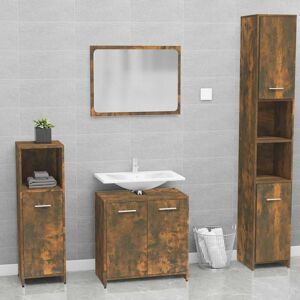 Vidaxl - Bathroom Furniture Set Smoked Oak Engineered Wood Vidaxl - Bathroom Furniture Set Smoked Oak Engineered Wood