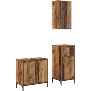 Bathroom Furniture Set with Door 3 pcs Old wood Engineered wood vidaXL Bathroom Furniture Set with Door 3 pcs Old wood Engineered wood vidaXL