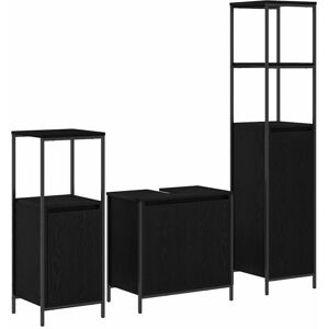 Bathroom Furniture Set with Shelf Wall-mounted 3 pcs Black oak vidaXL Bathroom Furniture Set with Shelf Wall-mounted 3 pcs Black oak vidaXL