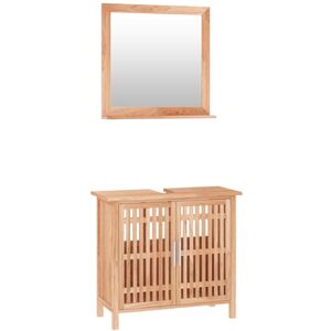 2 Piece Bathroom Furniture Set Solid Wood Walnut vidaXL 2 Piece Bathroom Furniture Set Solid Wood Walnut vidaXL