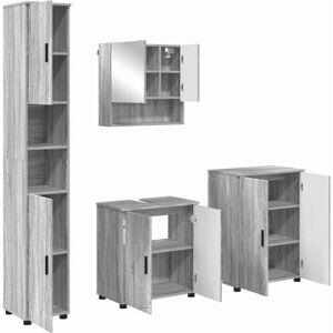 Bathroom Furniture Set 4 pcs Grey sonoma 61 x 35 x 64 cm vidaXL Bathroom Furniture Set 4 pcs Grey sonoma 61 x 35 x 64 cm vidaXL