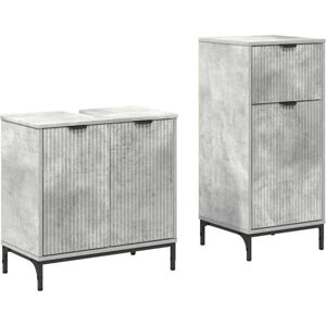 Bathroom Furniture Set 2 pcs Concrete grey 39.5 x 36 x 88 cm vidaXL Bathroom Furniture Set 2 pcs Concrete grey 39.5 x 36 x 88 cm vidaXL