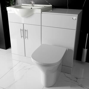 Fnx Bathrooms - Bathroom Furniture Suite Cloakroom Vanity Unit Basin Sink and Back to Wall Toilet wc with Cistern, Plate, Tap, Waste - 1050mm Fnx Bathrooms - Bathroom Furniture Suite Cloakroom Vanity Unit Basin Sink and Back to Wall Toilet wc with Cistern, Plate, Tap, Waste - 1050mm