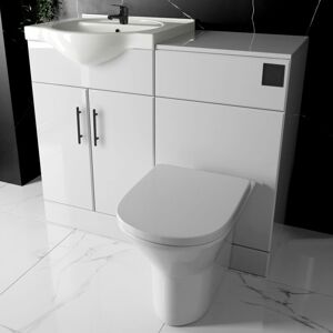 Fnx Bathrooms - Bathroom Furniture Suite Cloakroom Vanity Unit Basin Sink and Back to Wall Toilet wc with Cistern, Plate, Tap, Waste - 1050mm Fnx Bathrooms - Bathroom Furniture Suite Cloakroom Vanity Unit Basin Sink and Back to Wall Toilet wc with Cistern, Plate, Tap, Waste - 1050mm