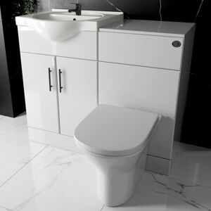 Fnx Bathrooms - Bathroom Furniture Suite Cloakroom Vanity Unit Basin Sink and Back to Wall Toilet wc with Cistern, Plate, Tap, Waste - 1050mm Fnx Bathrooms - Bathroom Furniture Suite Cloakroom Vanity Unit Basin Sink and Back to Wall Toilet wc with Cistern, Plate, Tap, Waste - 1050mm