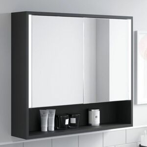 AQUARI Bathroom Mirror Cabinet LED Wall Mounted 700x800mm Black Demister Shaver Storage AQUARI Bathroom Mirror Cabinet LED Wall Mounted 700x800mm Black Demister Shaver Storage