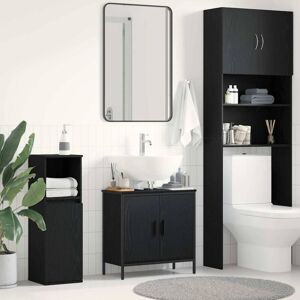 Bathroom Sink Cabinet Black oak 60 x 30 x 60 cm Engineered Wood vidaXL Bathroom Sink Cabinet Black oak 60 x 30 x 60 cm Engineered Wood vidaXL