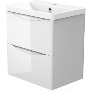 Biubiubath - Wall Hung 500mm Vanity Unit with Basin Sink Bathroom Cabinet 2 Drawers Biubiubath - Wall Hung 500mm Vanity Unit with Basin Sink Bathroom Cabinet 2 Drawers