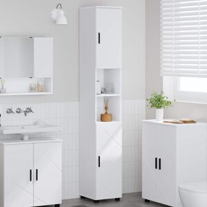 Bathroom Cabinet White 30 x 35 x 192 cm Engineered wood & Metal vidaXL Bathroom Cabinet White 30 x 35 x 192 cm Engineered wood & Metal vidaXL