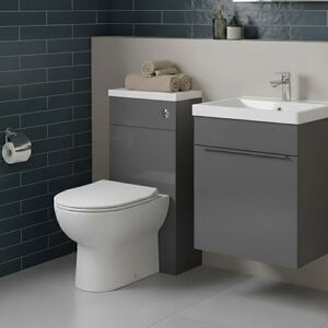 Vasari - Hudson Reed Fusion Compact wc Unit with Polymarble Worktop 500mm Wide - Gloss Grey Vasari - Hudson Reed Fusion Compact wc Unit with Polymarble Worktop 500mm Wide - Gloss Grey
