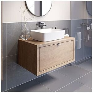 Vitusso - Bathroom Oak Wall Hung Vanity Unit and Basin Sink Cabinet Storage 800mm with 480mm Rectangular White Basin Vitusso - Bathroom Oak Wall Hung Vanity Unit and Basin Sink Cabinet Storage 800mm with 480mm Rectangular White Basin