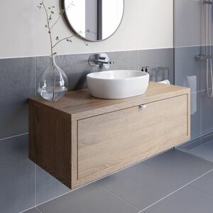 Vitusso - Bathroom Oak Wall Hung Vanity Unit and Basin Sink Cabinet Storage 1100mm with 480mm Oval White Basin Vitusso - Bathroom Oak Wall Hung Vanity Unit and Basin Sink Cabinet Storage 1100mm with 480mm Oval White Basin