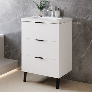 Biubiubath 600mm Bathroom Vanity Unit with Basin Sink Storage Furniture Freestanding Matt White Biubiubath 600mm Bathroom Vanity Unit with Basin Sink Storage Furniture Freestanding Matt White