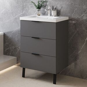 Biubiubath 600mm Bathroom Vanity Unit with Basin Sink Storage Furniture Freestanding Matt Grey Biubiubath 600mm Bathroom Vanity Unit with Basin Sink Storage Furniture Freestanding Matt Grey