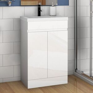 Biubiubath - Biububath 500mm Bathroom Sink Vanity Unit with Resinous Basin Gloss White Freestanding Biubiubath - Biububath 500mm Bathroom Sink Vanity Unit with Resinous Basin Gloss White Freestanding