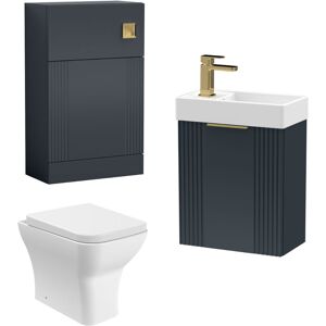 BALTERLEY Cloakroom Suite - Wall Hung Basin Unit, Toilet & Tap - Anthracite/Brass BALTERLEY Cloakroom Suite - Wall Hung Basin Unit, Toilet & Tap - Anthracite/Brass