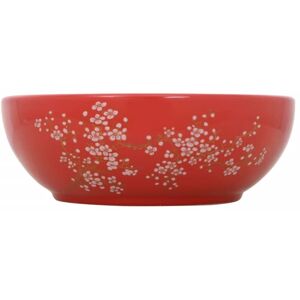 Countertop Basin White and Red Round Φ41x14 cm Ceramic vidaXL Countertop Basin White and Red Round Φ41x14 cm Ceramic vidaXL