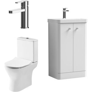 BALTERLEY Cloakroom Suite - Floor Standing 500mm Vanity, Toilet and Tap Set - Gloss White BALTERLEY Cloakroom Suite - Floor Standing 500mm Vanity, Toilet and Tap Set - Gloss White
