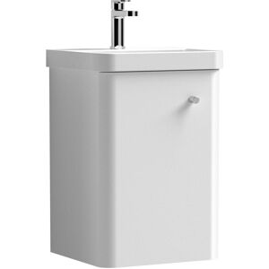 NUIE Curve Wall Hung 1 Door Vanity Unit with Ceramic Sink - 400mm - Gloss White - Balterley NUIE Curve Wall Hung 1 Door Vanity Unit with Ceramic Sink - 400mm - Gloss White - Balterley