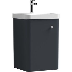 Nuie - Wall Hung 1 Door Vanity Unit with Ceramic Sink - 400mm - Dark Grey Nuie - Wall Hung 1 Door Vanity Unit with Ceramic Sink - 400mm - Dark Grey
