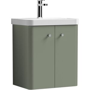 Balterley - Wall Hung 2 Door Vanity Unit with Ceramic Sink - 500mm - Satin Green Balterley - Wall Hung 2 Door Vanity Unit with Ceramic Sink - 500mm - Satin Green