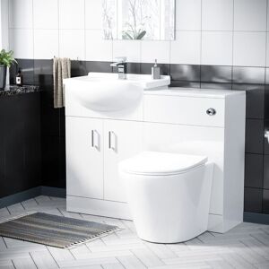 Nes Home - Dyon 550mm White Vanity Sink Unit, Cloakroom Basin & btw Toilet wc Nes Home - Dyon 550mm White Vanity Sink Unit, Cloakroom Basin & btw Toilet wc