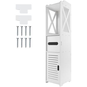 Briefness - Bathroom Tall Cabinet Free Standing Shelf White Floor Storage Unit Cupboard Waterproof Corner Organizer Briefness - Bathroom Tall Cabinet Free Standing Shelf White Floor Storage Unit Cupboard Waterproof Corner Organizer