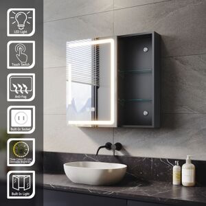 ELEGANT Bathrrom Wall Cabinet Illuminated LED Mirror with Shaver Socket Demister 3 Lighting Modes 650x600mm Open Storage Design Bathroom Cabinet ELEGANT Bathrrom Wall Cabinet Illuminated LED Mirror with Shaver Socket Demister 3 Lighting Modes 650x600mm Open Storage Design Bathroom Cabinet