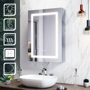 Elegant - Design Bathroom Mirror Cabinet led Illuminated Stainless Steel Wall Mounted Storage Cabinet with Shaver Scocket and Demester Pad Adjustable Elegant - Design Bathroom Mirror Cabinet led Illuminated Stainless Steel Wall Mounted Storage Cabinet with Shaver Scocket and Demester Pad Adjustable