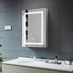 Elegant - 500x700x130mm Illuminated led Bathroom Mirror Cabinet with Shaver Socket, Soft Close Bathroom Mirror Cabinet with Demister Pad Stainless Elegant - 500x700x130mm Illuminated led Bathroom Mirror Cabinet with Shaver Socket, Soft Close Bathroom Mirror Cabinet with Demister Pad Stainless
