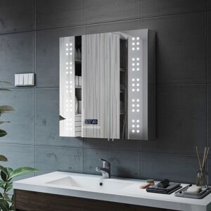 Elegant - 650x630x130 mm Illuminated led Bathroom Mirror Cabinet with Shaver Socket, Bluetooth Speakers Sensor Stainless Steel Cupboard, NMC06 Elegant - 650x630x130 mm Illuminated led Bathroom Mirror Cabinet with Shaver Socket, Bluetooth Speakers Sensor Stainless Steel Cupboard, NMC06