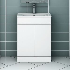 SKY - Floor Standing Bathroom Vanity Unit with Basin Storage Cabinets Flat Pack - 600mm Matt White SKY - Floor Standing Bathroom Vanity Unit with Basin Storage Cabinets Flat Pack - 600mm Matt White
