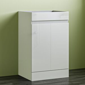 Aica Sanitaire - Freestanding Bathroom Vanity Unit without Basin Flat Pack - Gloss White 500mm Aica Sanitaire - Freestanding Bathroom Vanity Unit without Basin Flat Pack - Gloss White 500mm