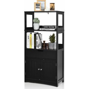 Costway - Bathroom Floor Cabinet Wooden Tall Storage Cupboard Freestanding 2 Open Shelves Costway - Bathroom Floor Cabinet Wooden Tall Storage Cupboard Freestanding 2 Open Shelves