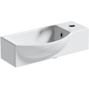 Fnx Bathrooms - Gloss White 460mm Compact Ceramic Wall Hung Bathroom Cloakroom Basin Sink Fnx Bathrooms - Gloss White 460mm Compact Ceramic Wall Hung Bathroom Cloakroom Basin Sink