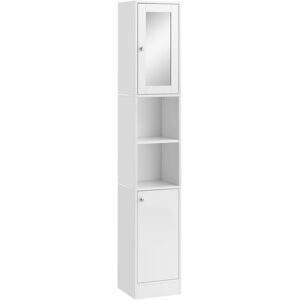 Kleankin - Bathroom Floor Storage Cabinet with Mirror and Shelves Tallboy Unit Kleankin - Bathroom Floor Storage Cabinet with Mirror and Shelves Tallboy Unit