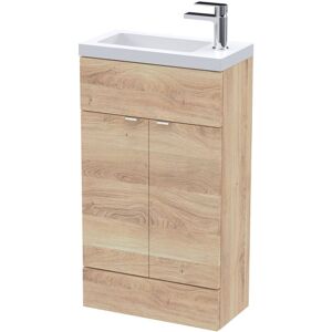 Fusion Compact Floor Standing 2-Door Vanity Unit with Basin 500mm Wide - Bleached Oak - Hudson Reed Fusion Compact Floor Standing 2-Door Vanity Unit with Basin 500mm Wide - Bleached Oak - Hudson Reed