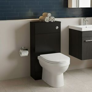Hudson Reed - Fusion Compact wc Unit with Coloured Worktop 500mm Wide - Charcoal Black Woodgrain Hudson Reed - Fusion Compact wc Unit with Coloured Worktop 500mm Wide - Charcoal Black Woodgrain