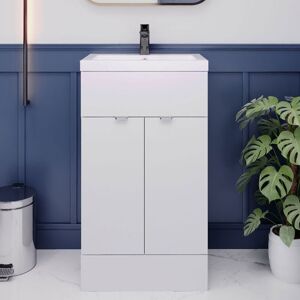 Hudson Reed Fusion Floor Standing Vanity Unit with Ceramic Basin 500mm Wide - Gloss White Hudson Reed Fusion Floor Standing Vanity Unit with Ceramic Basin 500mm Wide - Gloss White
