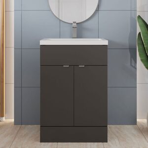 VASARI Hudson Reed Fusion Floor Standing Vanity Unit with Ceramic Basin 600mm Wide - Gloss Grey VASARI Hudson Reed Fusion Floor Standing Vanity Unit with Ceramic Basin 600mm Wide - Gloss Grey