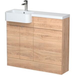 Hudson Reed - Fusion lh Combination Unit with Round Semi Recessed Basin 1000mm Wide - Bleached Oak Hudson Reed - Fusion lh Combination Unit with Round Semi Recessed Basin 1000mm Wide - Bleached Oak