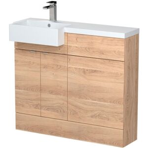 Hudson Reed - Fusion lh Combination Unit with Square Semi Recessed Basin 1000mm Wide - Bleached Oak Hudson Reed - Fusion lh Combination Unit with Square Semi Recessed Basin 1000mm Wide - Bleached Oak